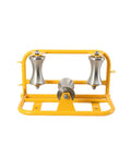 Heavy-Duty Steel Cable Puller Sheave For Large Scale High V And Construction Projects, durable yellow steel frame with stainless steel rollers.
