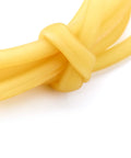 QWORK 10ft natural latex rubber tubing, 3/8 inch OD x 1/4 inch ID, yellow, knotted close-up