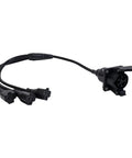 No Sweat J1772 To Nema 5 15 And 5 20 Outlet Adapter With Short Cable, three way sockets and black plastic design.