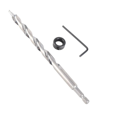 Heavy Duty 3/8 Step Drill Set With Lip And Spur Point Hex Shank For Precision Pocket Hole Depth Stop Collar Jig Woodworking Woodw Bits, with collar and hex key