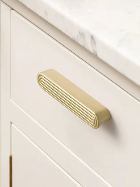 Tough As Nails Gold Cabinet Pulls Five Inch Hole Center Slick Zinc Alloy Drawer Handles For Kitchen Bedroom Closet Upgrade Easy Peasy Mount Solid Build 10 Pack on a white cabinet.