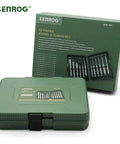 12 Piece Punch And Chisel Set With Carrying Case For Metalworking Including Flat Chisels Center Punches Pin Punches And Conical Punch Ideal For DIYers Hobbyists And Pro Shops In The Garage Or Home, shown in green case with packaging
