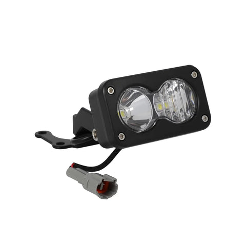 High Output LED Headlight Bar for Sur Ron Light Bee X S LBS LBX and Taparia Sting MX3 MX4 MX5 Pro, side angle view with connector