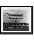 Vintage Airship Toy Model Wall Art Framed Black Wood Print, museum quality archival paper with fade resistant inks, retro decor.