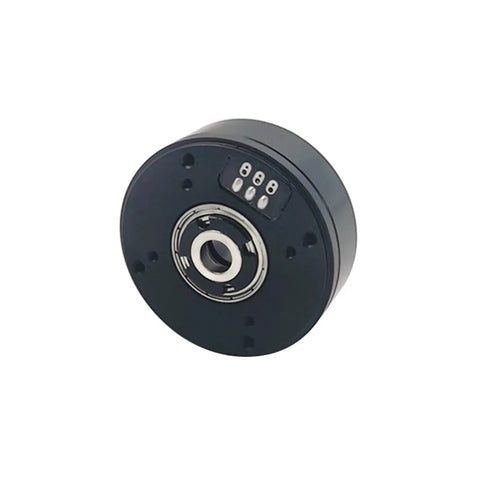 Close-up of PM3505 Brushless DC Gimbal Motor With AS5048A Encoder Heavy Duty Robot Joint Servo Assembly.