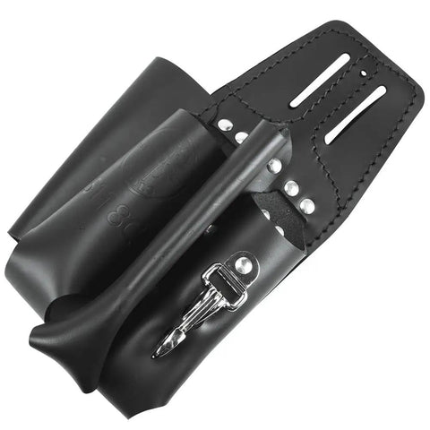 Black Leather 4 Pocket Tool Pouch With Plier, Ruler And Screwdriver Holders, Worksite Tough Belt Tool Organizer For Pros, Riveted