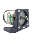 Heavy Duty 28W AC Synchronous Motor Runs Buttery Smooth With Efficient Permanent Magnet Gear Reduction 220V Low Speed Reversible Electric Drive 60Rpm Mounting Bracket Kit For Easy Hookup side view with mounting bracket.