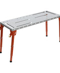 Heavy Duty Welding Table With 1000 Pound Load Rating Fold Flat Steel Workbench, 117x46cm, features adjustable legs and smooth casters.