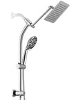 8 Inch Rainfall Shower Head With High Pressure Handheld Spray, Drill Free Slide Bar And Adjustable Extension Arm For Easy Reach, Chrome Finish