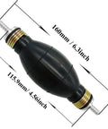 Six Millimeter And One Quarter Inch Rubber Fuel Transfer Vacuum Hand Primer Pump Bulb For All Fuels Marine Boats And Small Engines Tough Flexible Rubber Build For Long Lasting Performance, shown with dimensions.