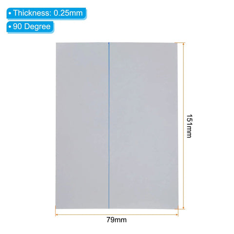 Six Point Five Inch Polarized Film Sheets Two Pack Adhesive Polarizing Filter For Screens Photography And Lighting Projects Fits LCD Displays Projectors 151mm By 79mm With 90 Degree Angle showing dimensions and thickness