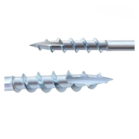 Close-up of semi self-tapping 63mm pocket hole screws, galvanized carbon steel, part of 100-pack for woodworking jigs.