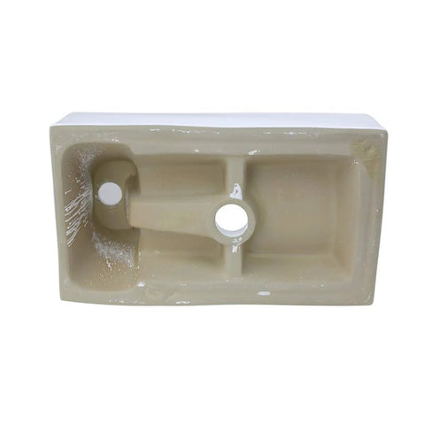 Rectangular White Ceramic Vessel Sink For Countertop Install With RenoGloss Finish, Overflow, 17.85 Inch Wide By 9.44 Inch Deep