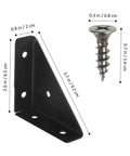 Hella Sturdy 40 Pack Heavy Duty Triangle Shelf Brackets Thickened Cold Rolled Steel Corner Braces with screws and dimensions shown.