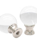 Fresh Glass Crystal Lamp Finials Featuring A Slick Silver Base A Top Shelf Two Pack showing clear glass balls with silver bases.