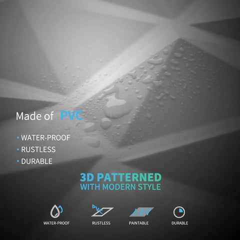 Decorative 3D Diamond Wall Panels Kit 11.8 Inch Square Matte White 33 Pack PVC Lightweight Fire Resistant Easy DIY Install