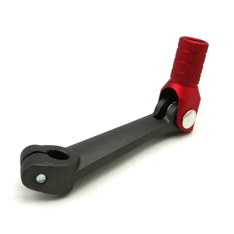 Short Gear Shift Lever Shifter For 50cc To 250cc Pit Dirt Bikes, Durable Aluminum Upgrade For Crisp Shifts, red pivot tip on gray lever