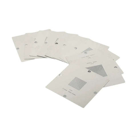 10 stencil templates from BGA Reballing Kit 90mm Reball Station Fixture Jig Set With 10 Stencil Templates And Metal PCB Holder For Soldering Repairs