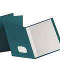 Teal Two Pocket Portfolios With 3 Tang Fasteners For Letter Size Paper 135 Sheet Capacity Inside Die Cut Business Card Holder 25 Per Box Office And School Organizer For Busy Pros