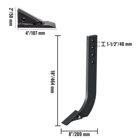 Heavy Duty 18 Inch Box Blade Scarifier For Tractors Four Hole Scraper Ripper dimensions shown with measurements