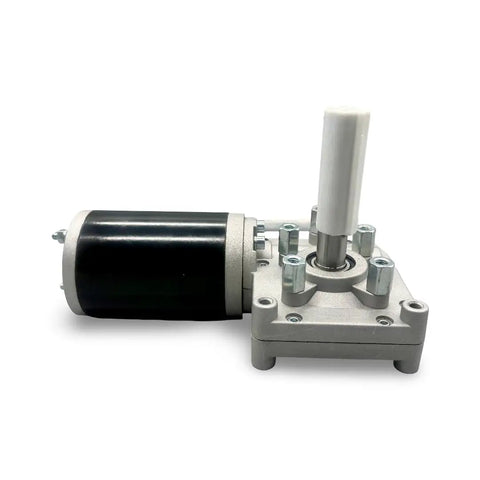 Universal 12V Electric Tarp System Motor For Dump Trucks, 600W, 50 To 1 Gear Ratio, Slim Gearbox in chrome finish