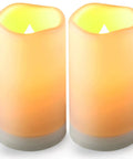 Solar Flameless Candles Outdoor Waterproof Led Lantern Lights Dusk To Dawn Flicker Reusable 3D Wick Candles For Garden Patio Set of 2