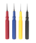 Four oil pins from Pro Grade Lubrication Kit With Three Oil Pins And Comfort Holder, red, blue, yellow, black handles for precise lubrication