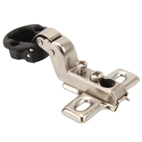 Concealed Hydraulic Glass Hinge Set For Cabinets With Soft Close, cold rolled steel and brushed finish, side view