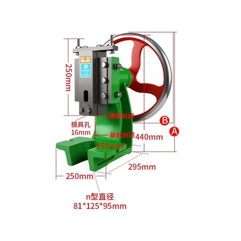 Heavy Duty Cast Iron Arbor Press With 47mm Stroke Manual Crank Bench Tool Beefy Build designed for punching and stamping tasks.