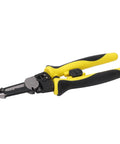 Multi Function Wire Stripper And Crimping Pliers With Safety Latch For Electrical DIY Projects with yellow and black handles.