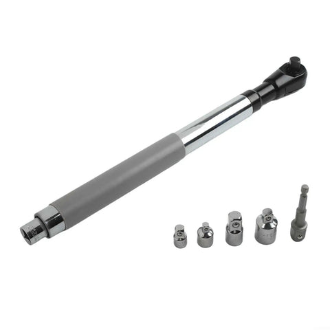 High Torque Wrench Extender Tool With Non Slip Handle. Slim Design Fits Tight Spaces Perfectly. Quick Change Multi Socket Drive Compatible With Electric Drill. Boosts Power Up To Seventy Four Foot Pounds For Tough Rusty Bolts Makes Heavy Duty Repairs A