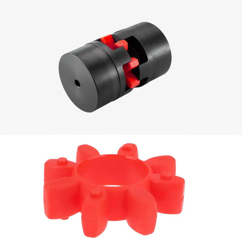 GR24 Jaw Coupling Spider Insert Kit, 2 Pack, 55 Mm OD Hub And 27 Mm ID Pocket, Red Polyurethane Elastomer For Torque Transmission And Shock Damping, Compatible With KTR Rotex 24 in black coupling with red spider