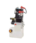 Compact 12 Volt 24 Volt DC 1.5 Liter Hydraulic Power Unit That Pumps Like A Champ For Your Electric Stacker And Smallscale Machinery Systems showing a motor and reservoir.