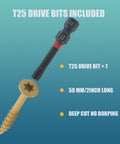 Exterior Deck Screws Kit 400 Pcs Size 8 X 1 Inch Yellow Ceramic Coating T25 Drive Bit Included for Outdoor Wood Projects