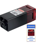 Badass Eighty Watt Blue Laser Engraver For Metal And Wood Cutting Hella Precise 450Nm CNC Router Laser Module view with protective cover and warning label.