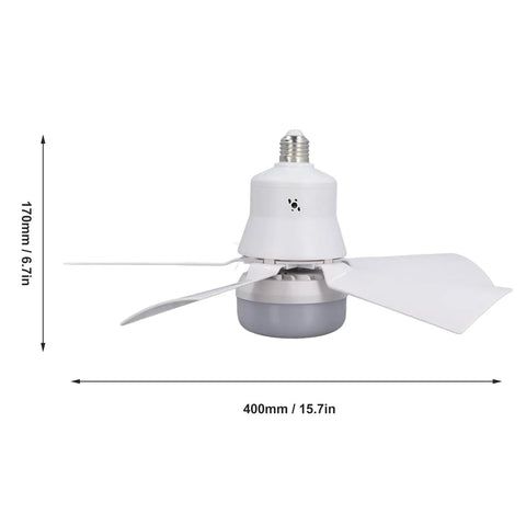 Eboxer 1 Pack Screw Ceiling Fan Light for Bedroom (White) showing dimensions 400mm x 170mm, sleek white design with three blades.