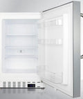 Slick Stainless Steel Undercounter All Freezer For Residential Space Featuring Adjustable Racks Door Bins Towel Bar Grip Smart Thermostat And No Fuss Defrost In A Super Compact Footprint.