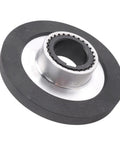 Brake gear disc assembly with 150mm black friction pad and silver hub with inner gear teeth