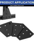 Installed 2020 T Plate Corner Bracket in black finish with additional plates for 8020 aluminum extrusion T-slot connector kit.