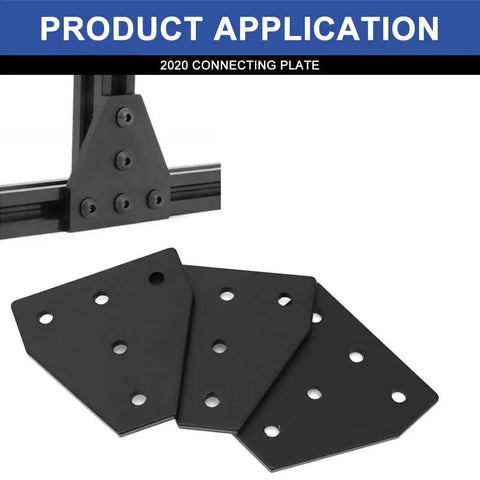 Installed 2020 T Plate Corner Bracket in black finish with additional plates for 8020 aluminum extrusion T-slot connector kit.