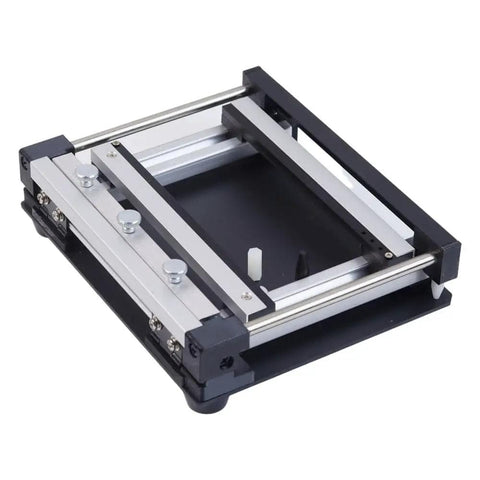 Manual SMT Solder Paste Printing Table with Steel Mesh, adjustable thickness, metal platform for precise paste application shown.