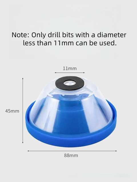 Drill Dust Cover Bowl For Electric Hammers And Impact Drills, blue, dimensions 45mm height x 88mm diameter, 11mm drill bit limit