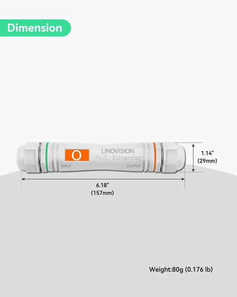 Heavy Duty Outdoor PoE Extender Crushes Dead Zones Boosts Ethernet Transmission Up To 2600 Feet, dimension 6.18" x 1.14".