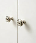 Slick Silver Cabinet Knobs and Drawer Pulls Set, Polished Zinc Alloy With Titanium Coating on white cabinet