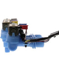 Side view of Blue Washer Water Valve Replacement W11188329 With One Year Warranty For Washers Replaces W10465981 Easy Install