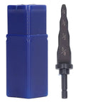4 In 1 Pipe Tube Expander Tool For HVAC Copper Lines Set With Drill Bit, showing blue protective case and size markings.
