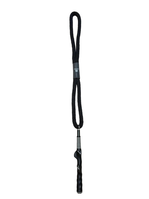Golf Swing Tempo Trainer With Weighted Rope Training Aid for Warm Ups, Practice, and Grip Work, black rope and grip handle shown