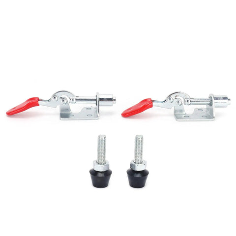 Two Pack Toggle Clamp Set Push Pull Quick Positioning Fixture For Small Space DIY Friendly Home Decor And Woodworking Iron And Plastic 6.6 By 4 Cm Holding Alignment Hand Tool, two clamps and bolts