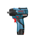12V Max Brushless Three Eighths Inch Impact Wrench Bare Tool Ultra Compact Five Point Five Inch Head Lightweight One Point Six Pound Tool Only Cranks Out Up To Eighty Five Foot Pounds Of Torque No Load Speeds 0 To 1200 And 0 To 2600 RPM side view
