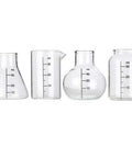Mini Beaker And Flask Shot Glass Set With Realistic Lab Markings, Perfect Gift For Chemistry And Bio Grads, Nurses And Doctors, Clear 2 To 2 And One Eighth Inches Tall, Pack Of 4 Assorted
